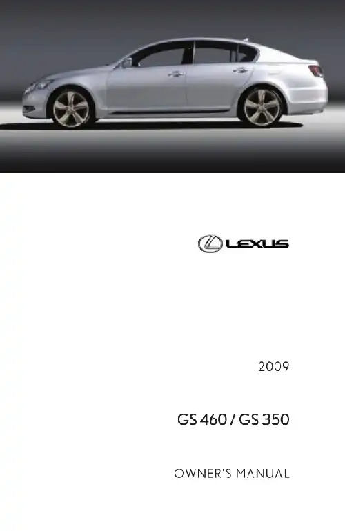 Lexus GS350 2009 MY. Owner&#39;s Manual