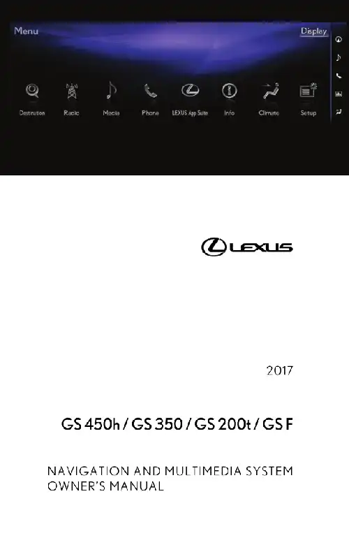 Lexus GS350 2017 MY. Navigation Manual