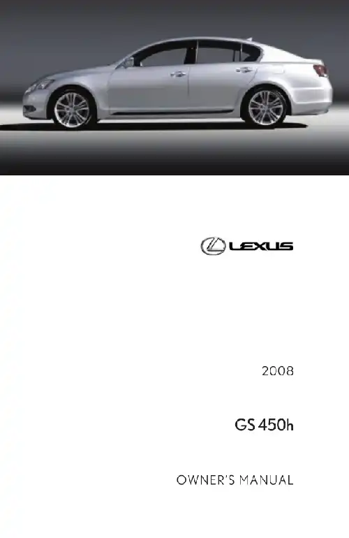 Lexus GS450h 2008 MY. Owner&#39;s Manual