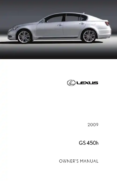 Lexus GS450h 2009 MY. Owner&#39;s Manual