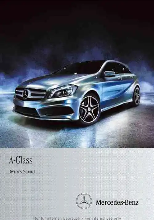 Mercedes-Benz A-Class 2012 MY. Owner&#39;s Manual
