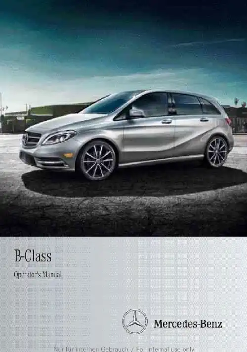 Mercedes-Benz B-Class 2012 MY. Owner&#39;s Manual