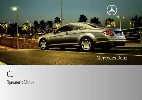 Mercedes-бенз CL-Class 2009 MY. Owner&#39;s Manual