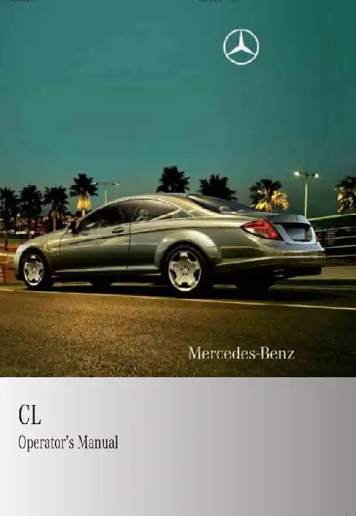 Mercedes-бенз CL-Class 2010 MY. Owner&#39;s Manual