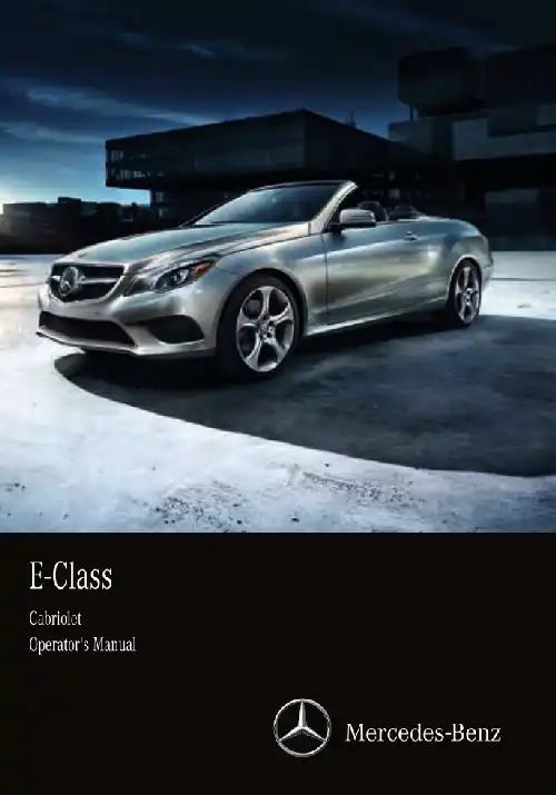 Mercedes-бенз E-Class Cabriolet 2016 MY. Owner&#39;s Manual