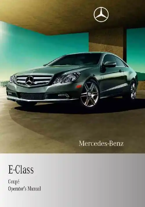 Mercedes-бенз E-Class Coupe 2010 MY. Owner&#39;s Manual