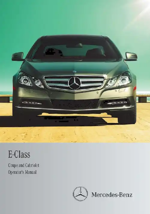 Mercedes-бенз E-Class Coupe, Cabriolet 2012 MY. Owner&#39;s Manual