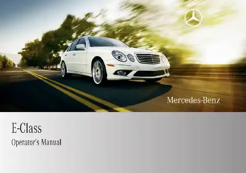 Mercedes-Benz E-Class Sedan 2009 MY. Owner&#39;s Manual