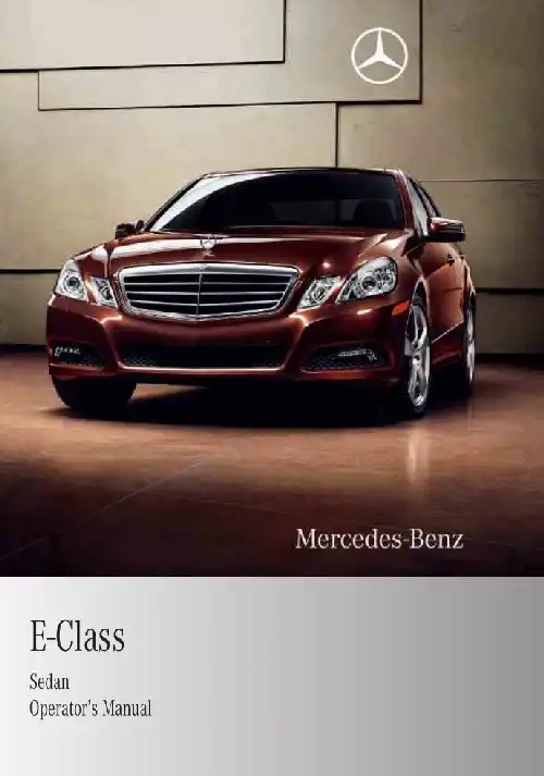 Mercedes-Benz E-Class Sedan 2010 MY. Owner&#39;s Manual