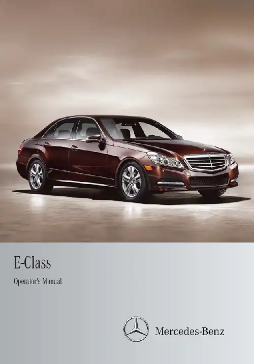 Mercedes-бенз E-Class Sedan, Wagon 2012 MY. Owner&#39;s Manual