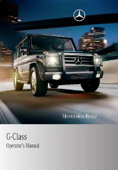 Mercedes-бенз G-Class 2009 MY. Owner&#39;s Manual