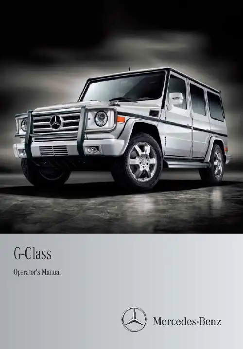 Mercedes-бенз G-Class 2011 MY. Owner&#39;s Manual