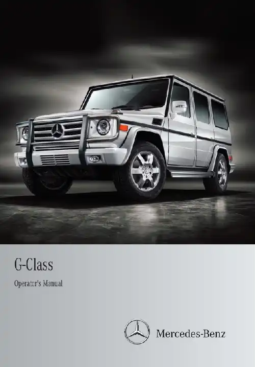 Mercedes-Benz G-Class 2012 MY. Owner&#39;s Manual