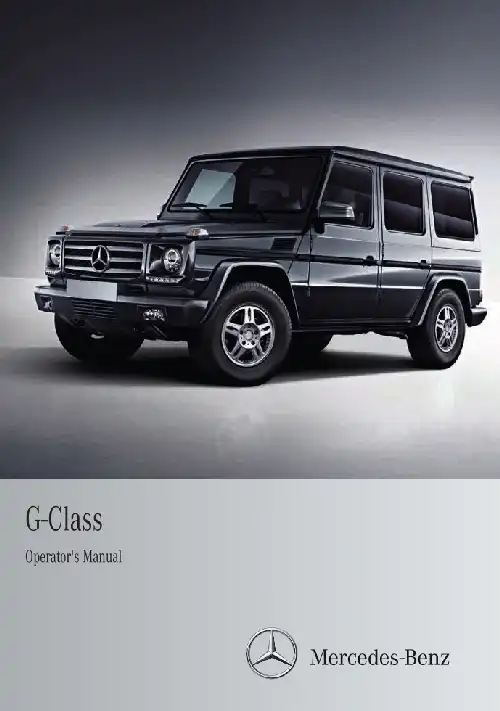 Mercedes-Benz G-Class 2013 MY. Owner&#39;s Manual