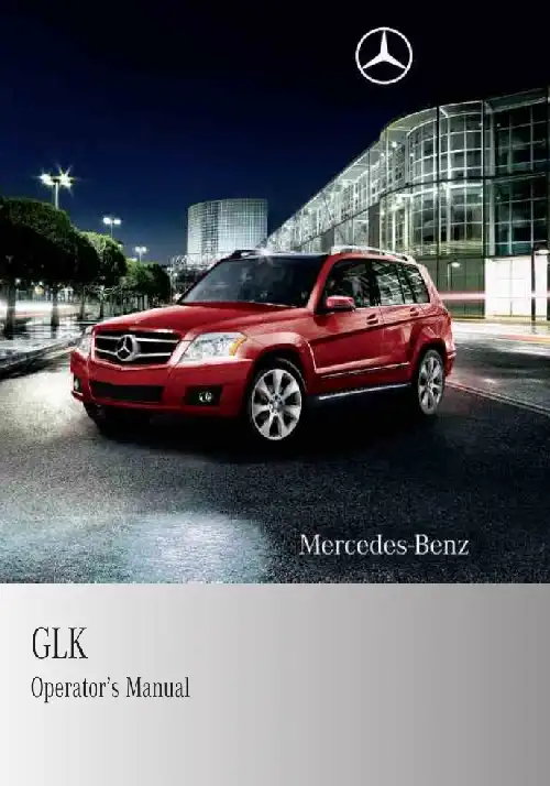 Mercedes-бенз GLK-Class 2010 MY. Owner&#39;s Manual