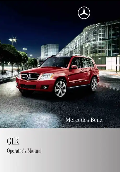 Mercedes-бенз GLK-Class 2011 MY. Owner&#39;s Manual