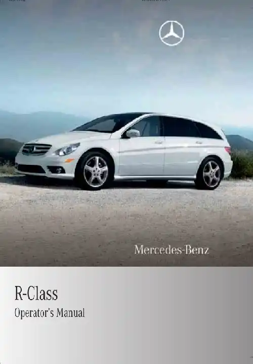 Mercedes-бенз R-Class 2010 MY. Owner&#39;s Manual