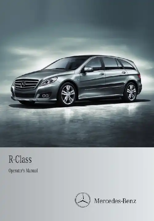 Mercedes-Benz R-Class Family Tourer 2012 MY. Owner&#39;s Manual
