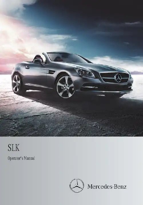 Mercedes-бенз SLK 2012 MY. Owner&#39;s Manual