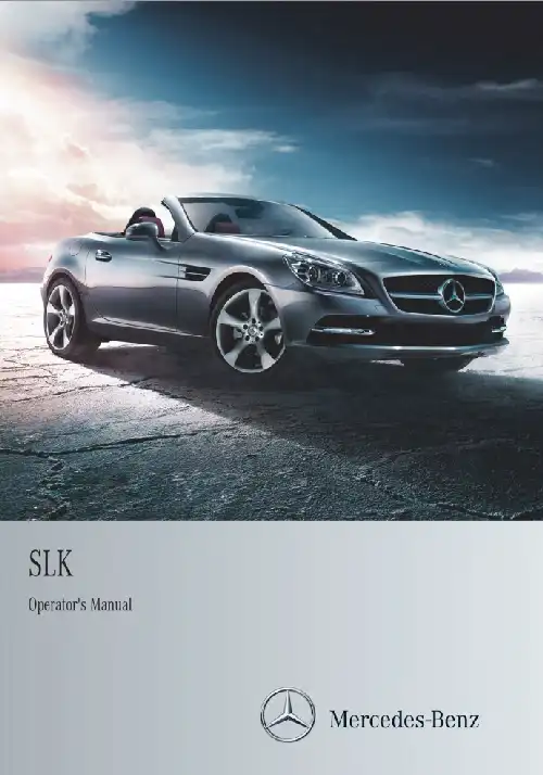 Mercedes-бенз SLK 2013 MY. Owner&#39;s Manual