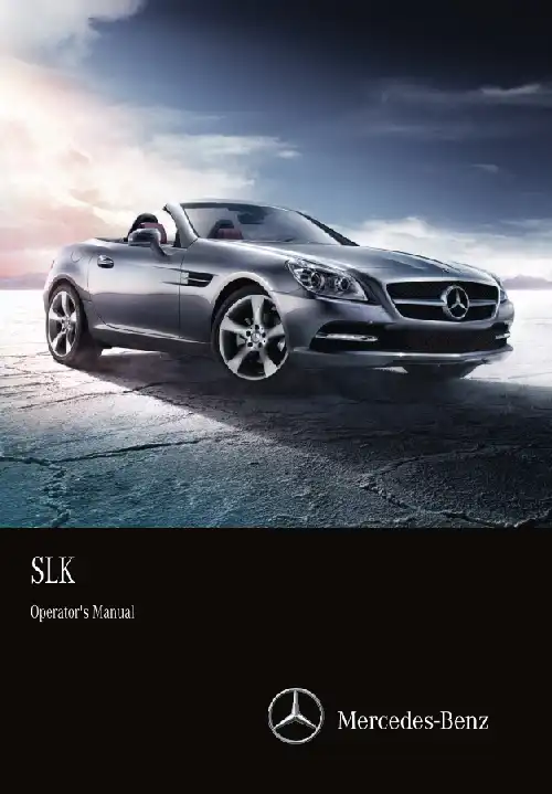Mercedes-бенз SLK 2015 MY. Owner&#39;s Manual
