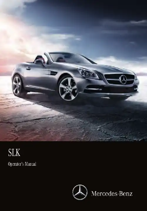 Mercedes-бенз SLK 2016 MY. Owner&#39;s Manual