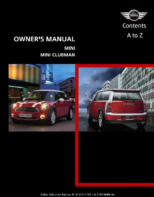 Mini Clubman 2008 MY. Owner&#39;s Manual