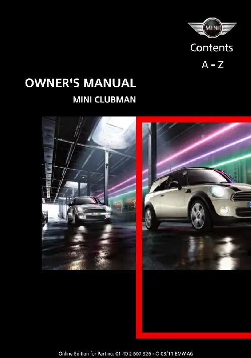 Mini Clubman 2011 MY. Owner&#39;s Manual
