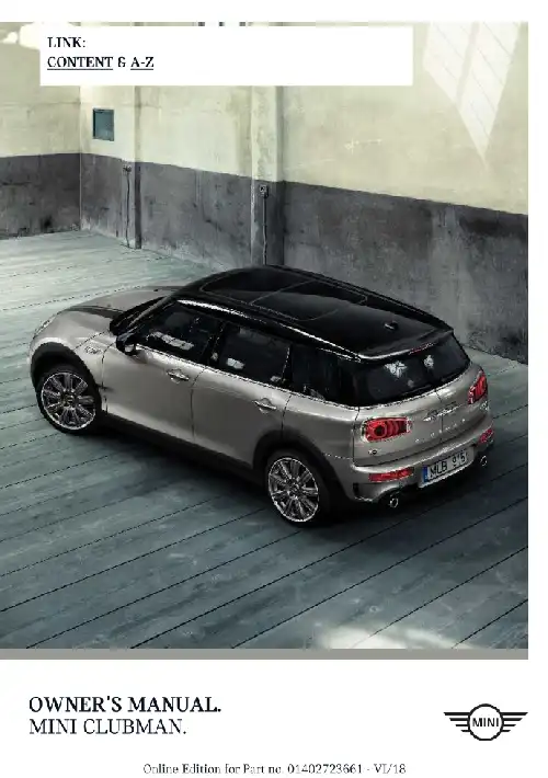 Mini Clubman 2019 MY. Owner&#39;s Manual