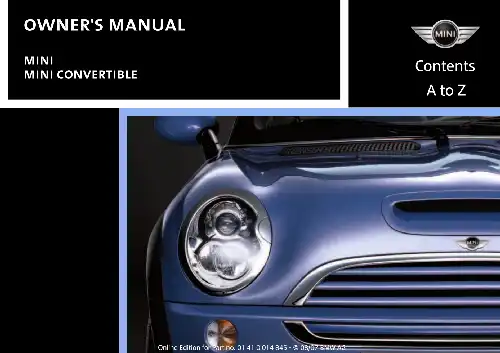 Mini Convertible 2008 MY. Owner&#39;s Manual
