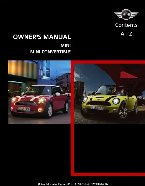 Mini Convertible 2009 MY. Owner&#39;s Manual