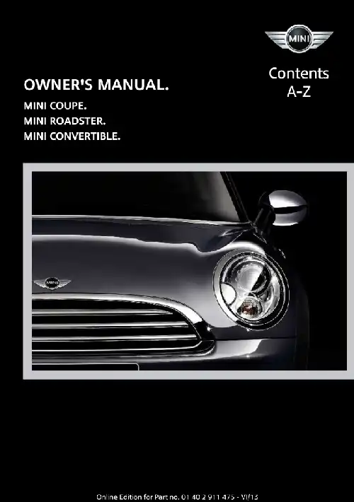 Mini Convertible 2014 MY. Owner&#39;s Manual