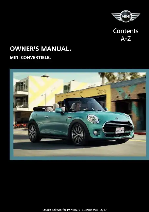Mini Convertible 2018 MY. Owner&#39;s Manual