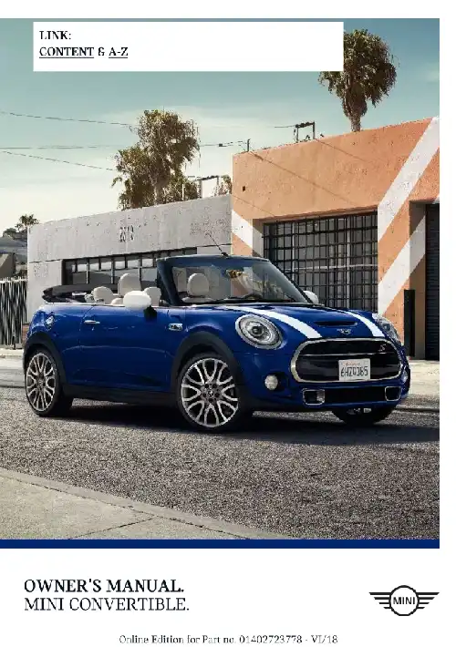 Mini Convertible 2019 MY. Owner&#39;s Manual