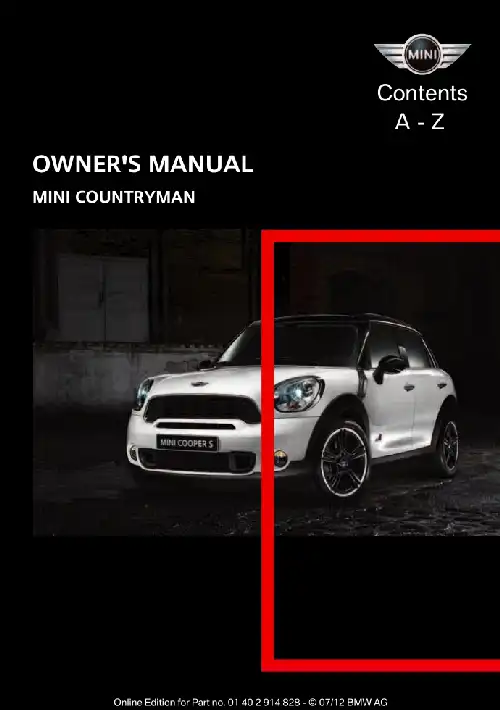 Міні Countryman 2012 MY. Owner&#39;s Manual