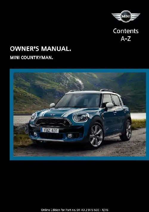 Міні Countryman 2017 MY. Owner&#39;s Manual