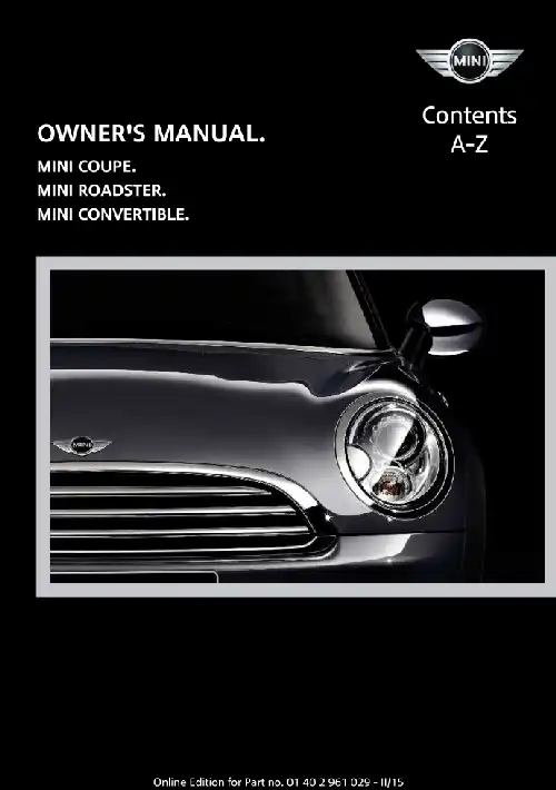 Mini Coupe 2015 MY. Owner&#39;s Manual