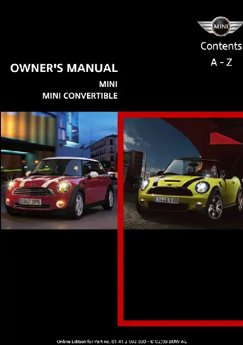 Mini Hardtop 2 door 2009 MY. Owner&#39;s Manual