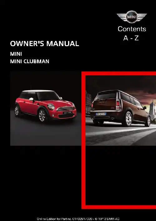 Mini Hardtop 2 door 2013 MY. Owner&#39;s Manual