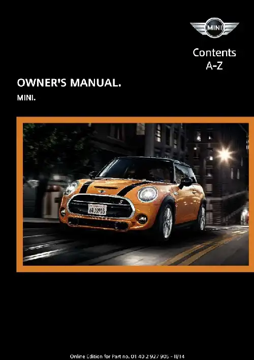 Mini Hardtop 2 door 2014 MY. Owner&#39;s Manual