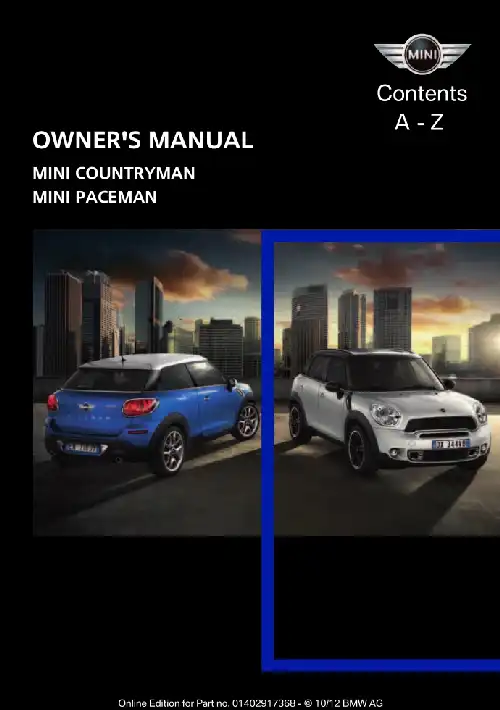 Міні Paceman 2013 MY. Owner&#39;s Manual