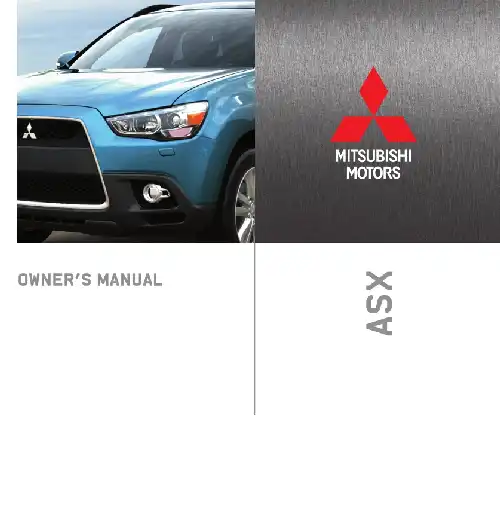 Mitsubishi ASX 2012 MY. Owner&#39;s Manual