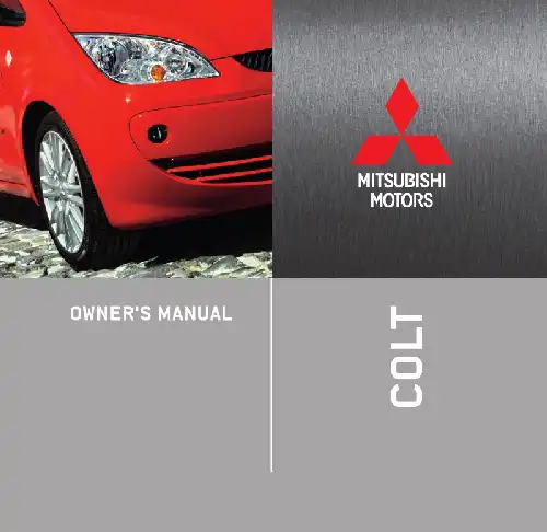 Mitsubishi Colt 2008 MY. Owner&#39;s Manual