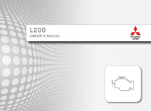 Mitsubishi L200 2015 MY. Owner&#39;s Manual