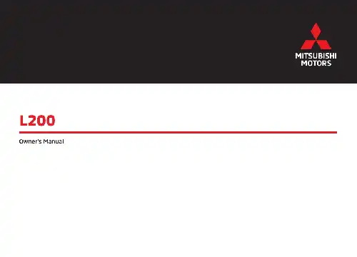 Mitsubishi L200 2020 MY. Owner&#39;s Manual
