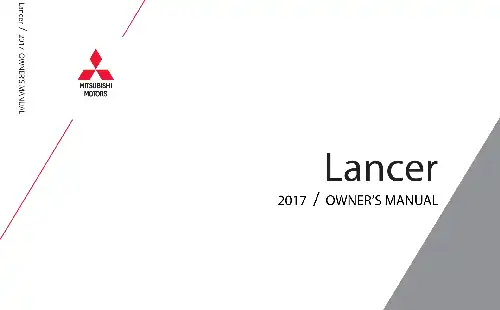 Mitsubishi Lancer 2017 MY. Owner&#39;s Manual