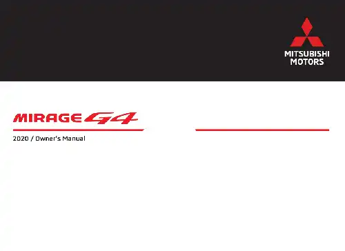 Mitsubishi Mirage G4 2020 MY. Owner&#39;s Manual
