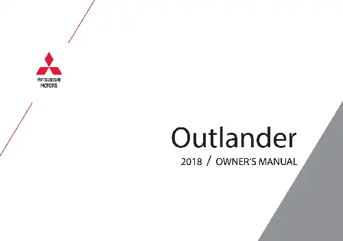 Mitsubishi Outlander 2018 MY. Owner&#39;s Manual