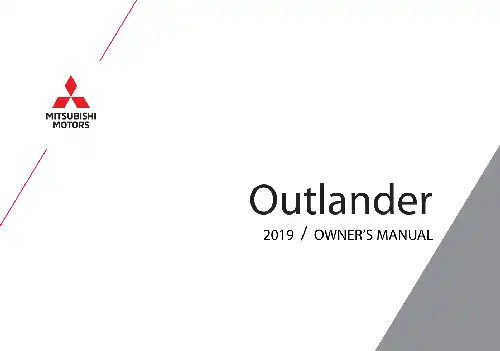 Mitsubishi Outlander 2019 MY. Owner&#39;s Manual