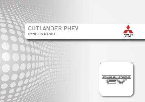 Mitsubishi Outlander PHEV 2016 MY. Owner&#39;s Manual